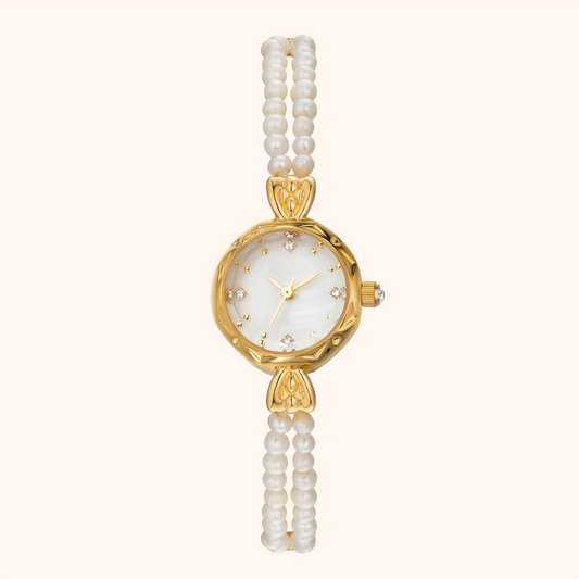 Montre Femme | Quartz | Détails Perlés | Acier Inoxydable
