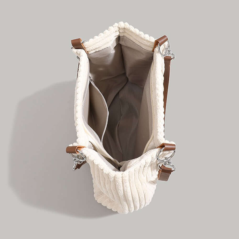 Sac cabas en velours côtelé | Femme | Grand format | Élégant