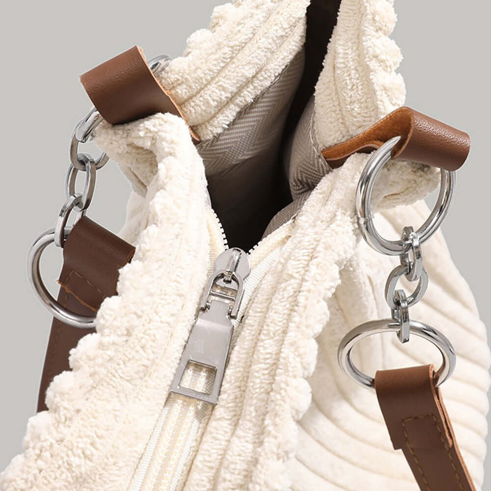 Sac cabas en velours côtelé | Femme | Grand format | Élégant