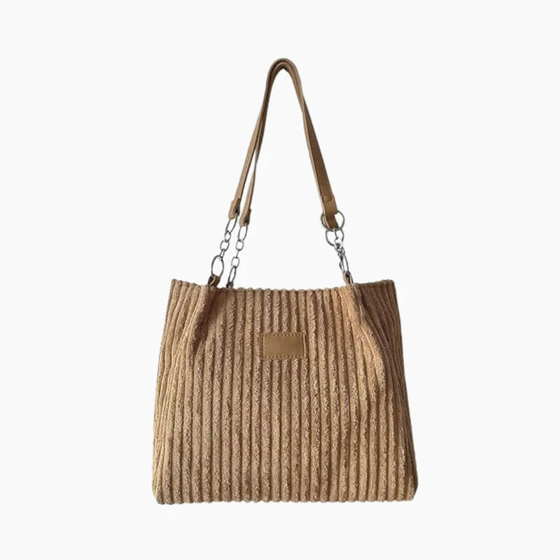 Sac cabas en velours côtelé | Femme | Grand format | Élégant