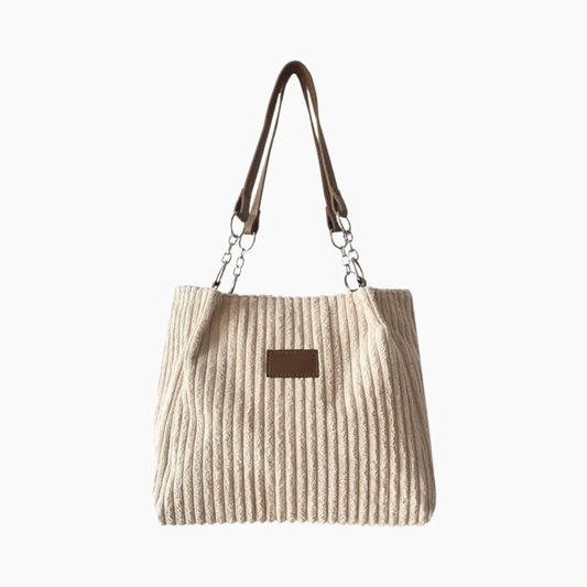 Sac cabas en velours côtelé | Femme | Grand format | Élégant