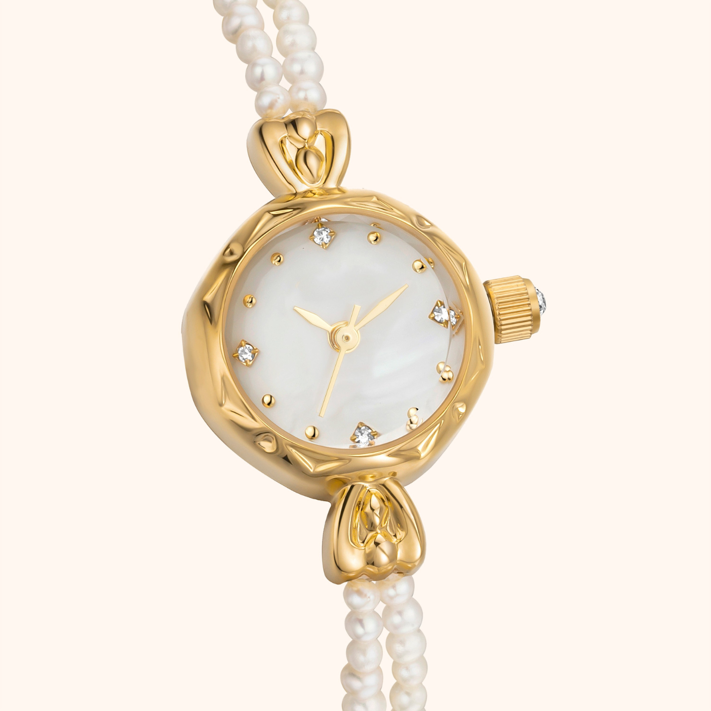 Montre Femme | Quartz | Détails Perlés | Acier Inoxydable