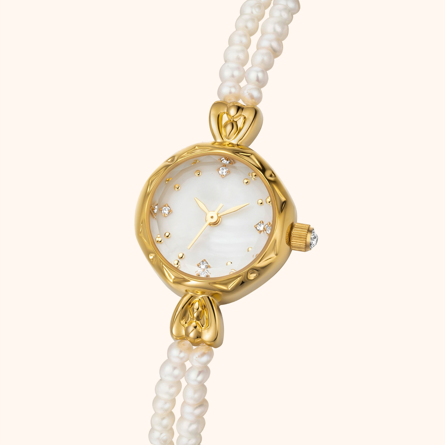 Montre Femme | Quartz | Détails Perlés | Acier Inoxydable