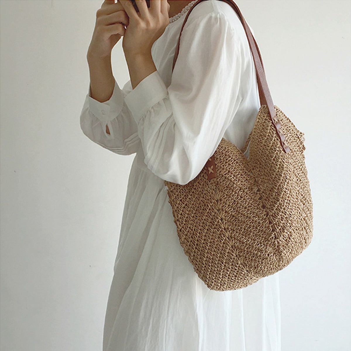 Sac Cabas en Paille Femme – Motif Chevrons & Grand Format