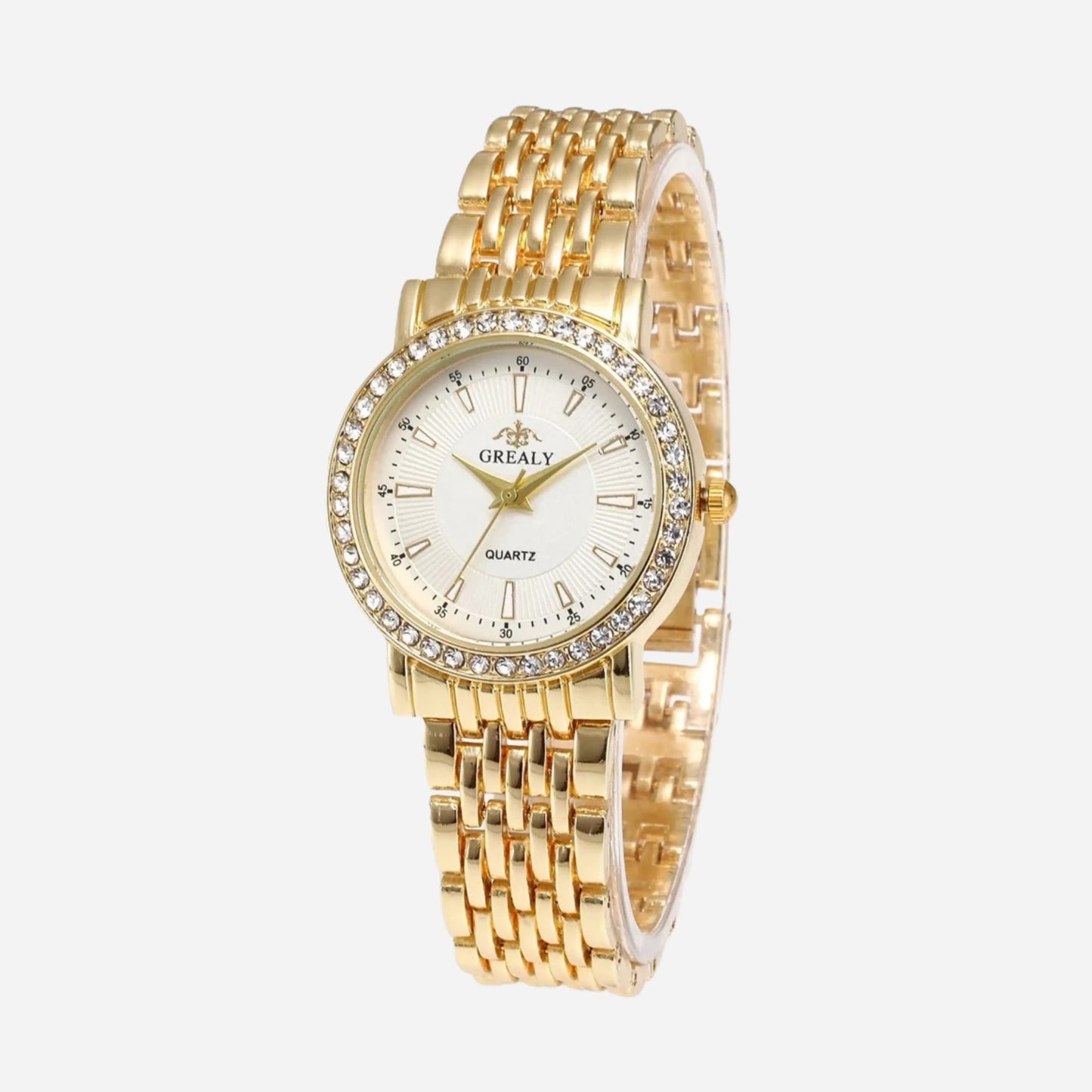 Montre Femme | Quartz | Lunette Sertie | Bracelet Métallique