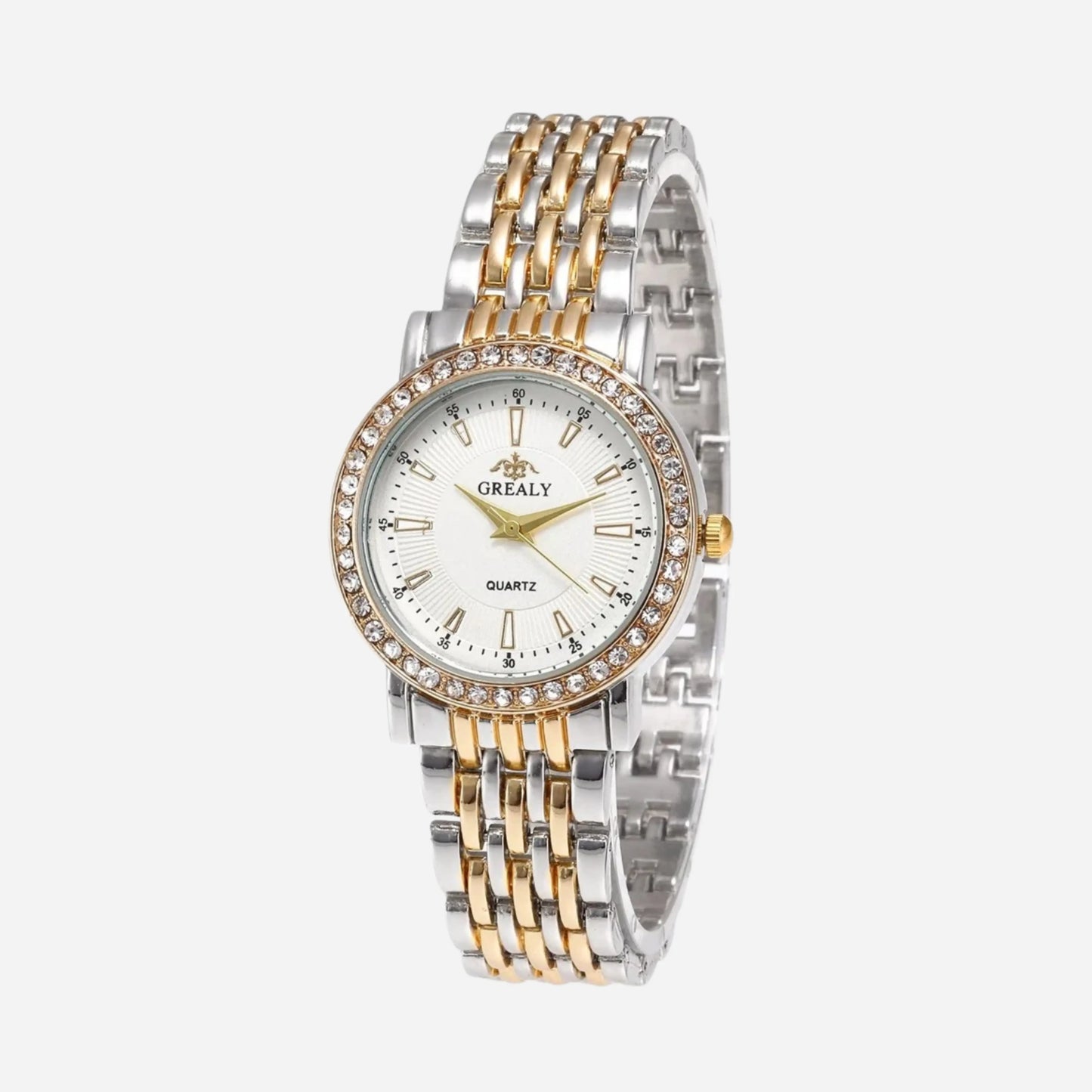 Montre Femme | Quartz | Lunette Sertie | Bracelet Métallique