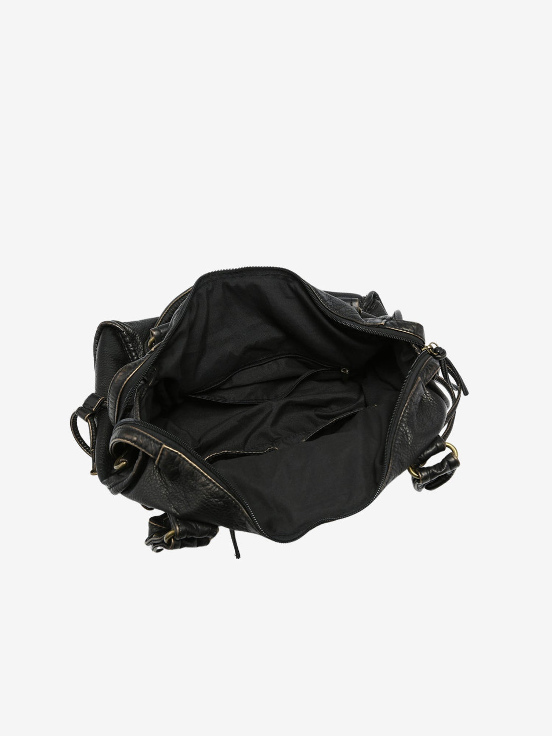 Zwarte Schoudertas Dames – Trendy Kunstleren Handtas met Ritsvakken