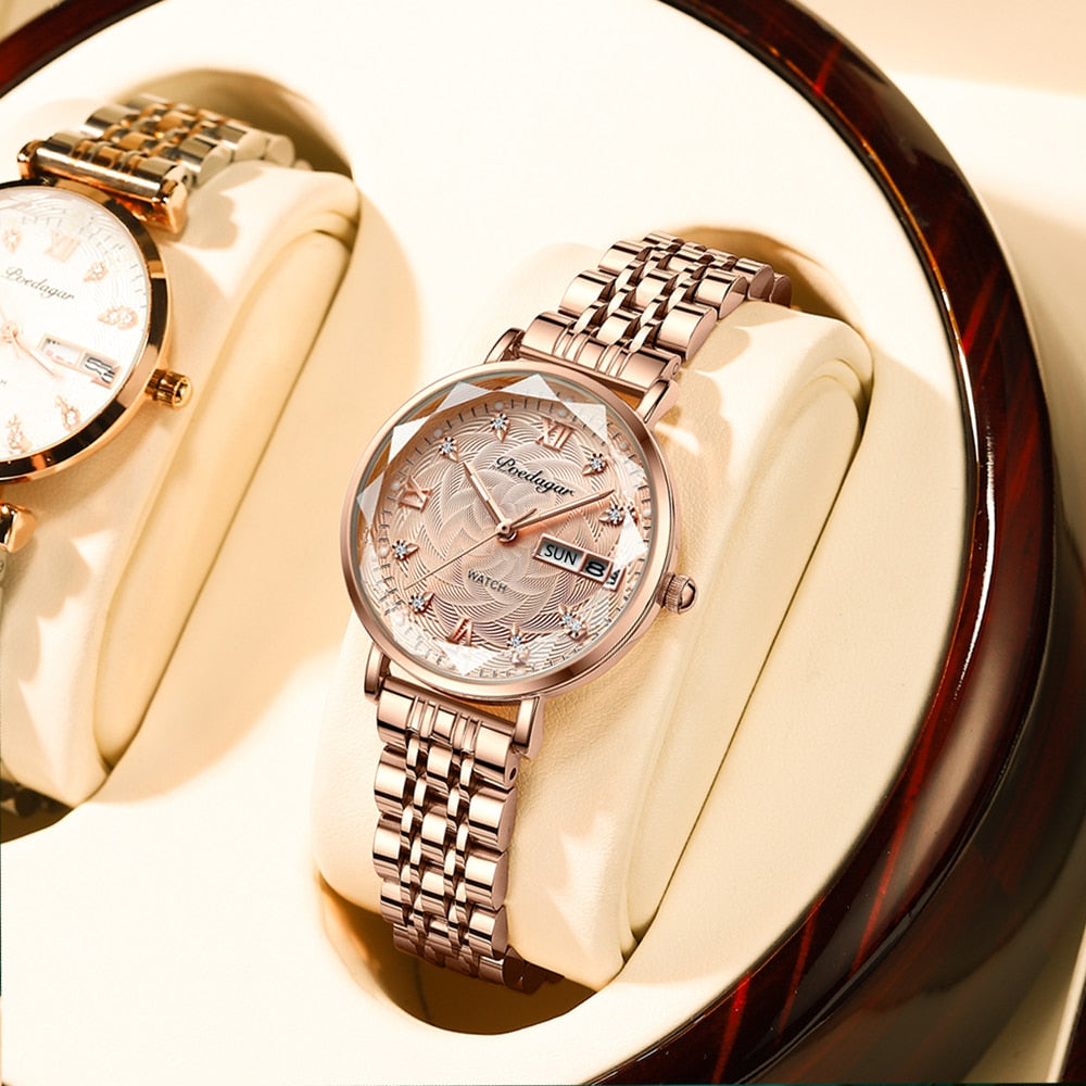 Montre Femme | Quartz | Acier Inoxydable | Calendrier Complet