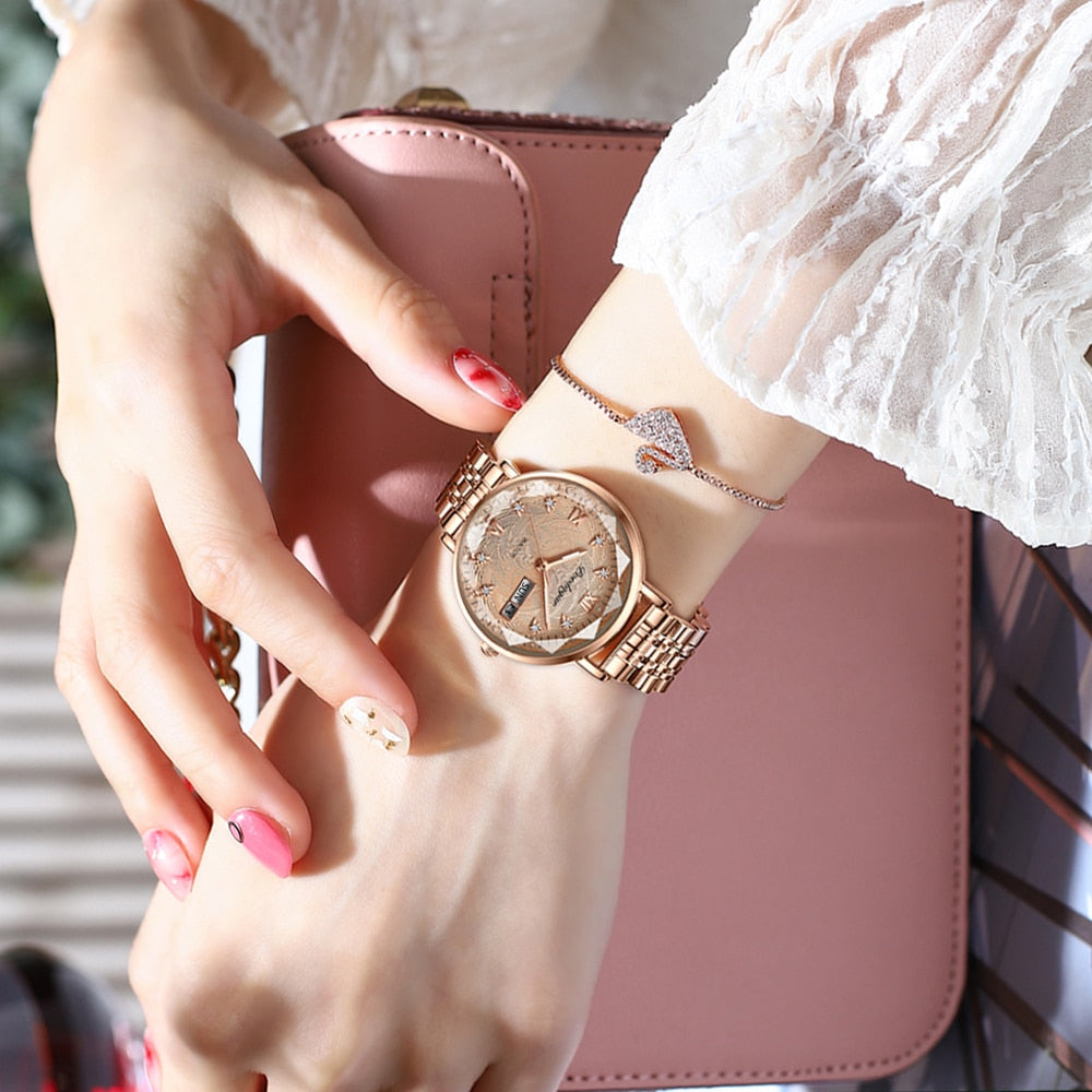 Montre Femme | Quartz | Acier Inoxydable | Calendrier Complet