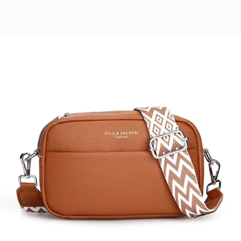 Sac Bandoulière Femme – Sangle Graphique & Fermeture Zippée