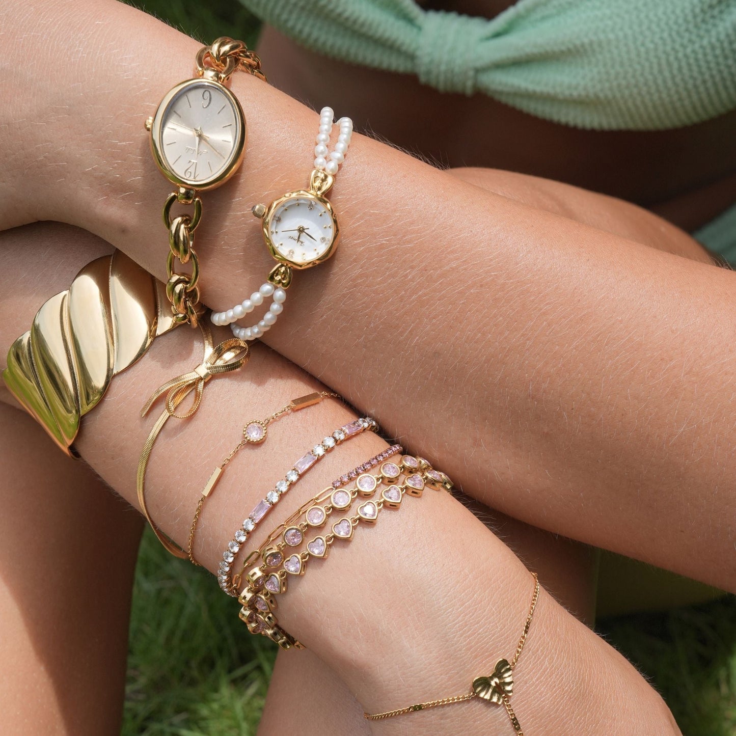 Montre Femme | Quartz | Détails Perlés | Acier Inoxydable