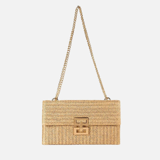 Sac Bandoulière Tressé Femme – Sac Élégant à Fermoir Doré