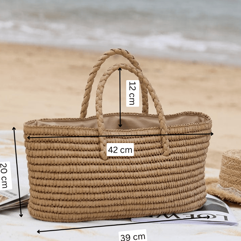 Sac cabas en paille | Femme | Sac de plage | Grand format