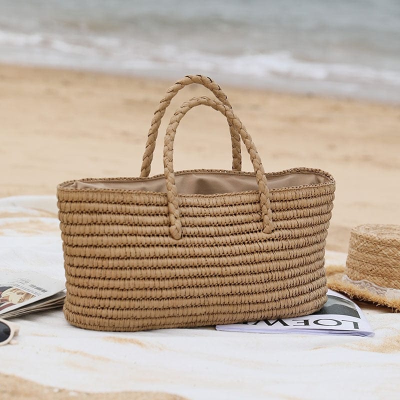 Sac cabas en paille | Femme | Sac de plage | Grand format