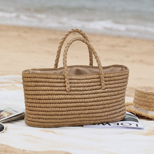 Sac cabas en paille | Femme | Sac de plage | Grand format
