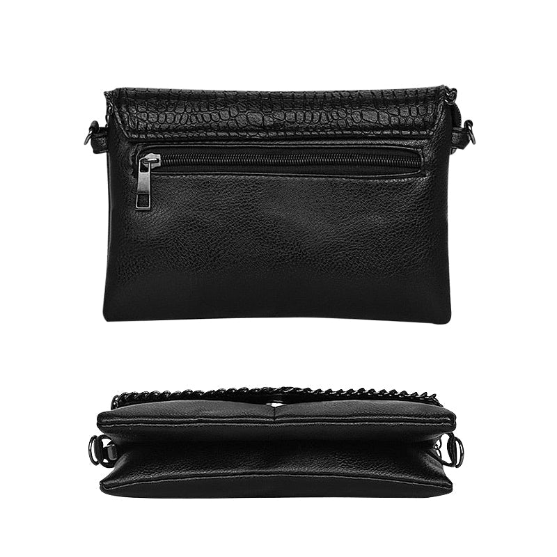 Sac Bandoulière Noir Femme – Chaîne Élégante & Rabat Texturé