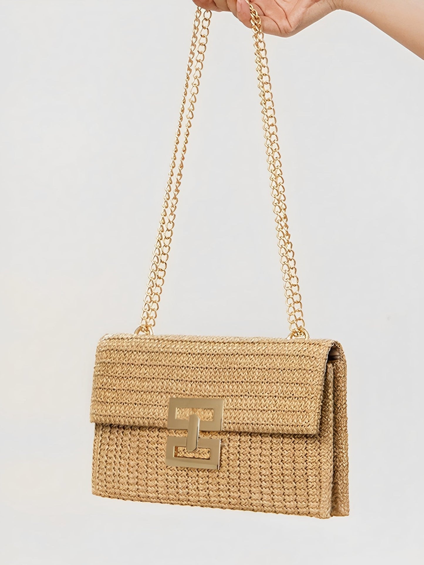 Sac Bandoulière Tressé Femme – Sac Élégant à Fermoir Doré