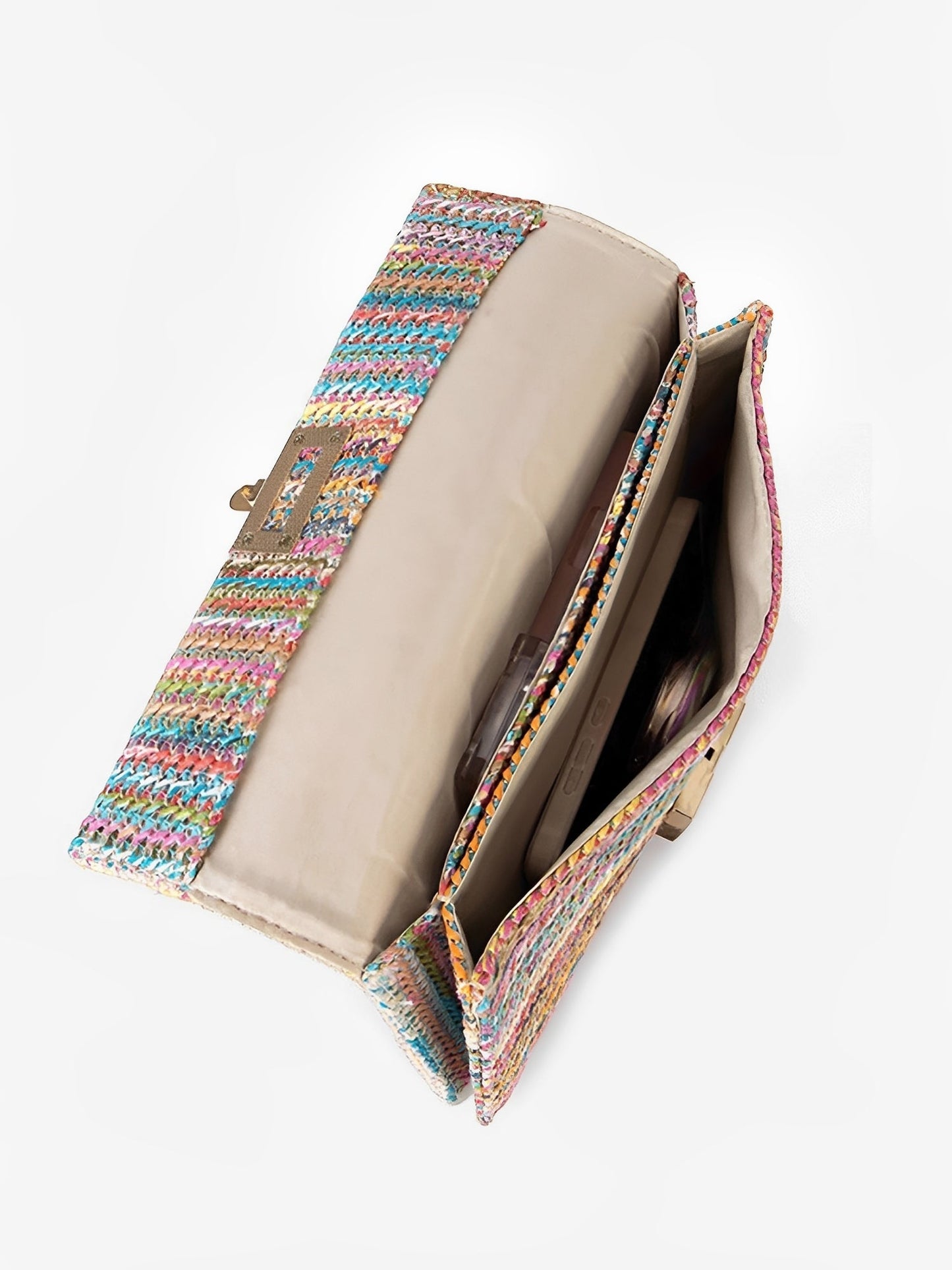 Sac Bandoulière Tressé Femme – Sac Élégant à Fermoir Doré