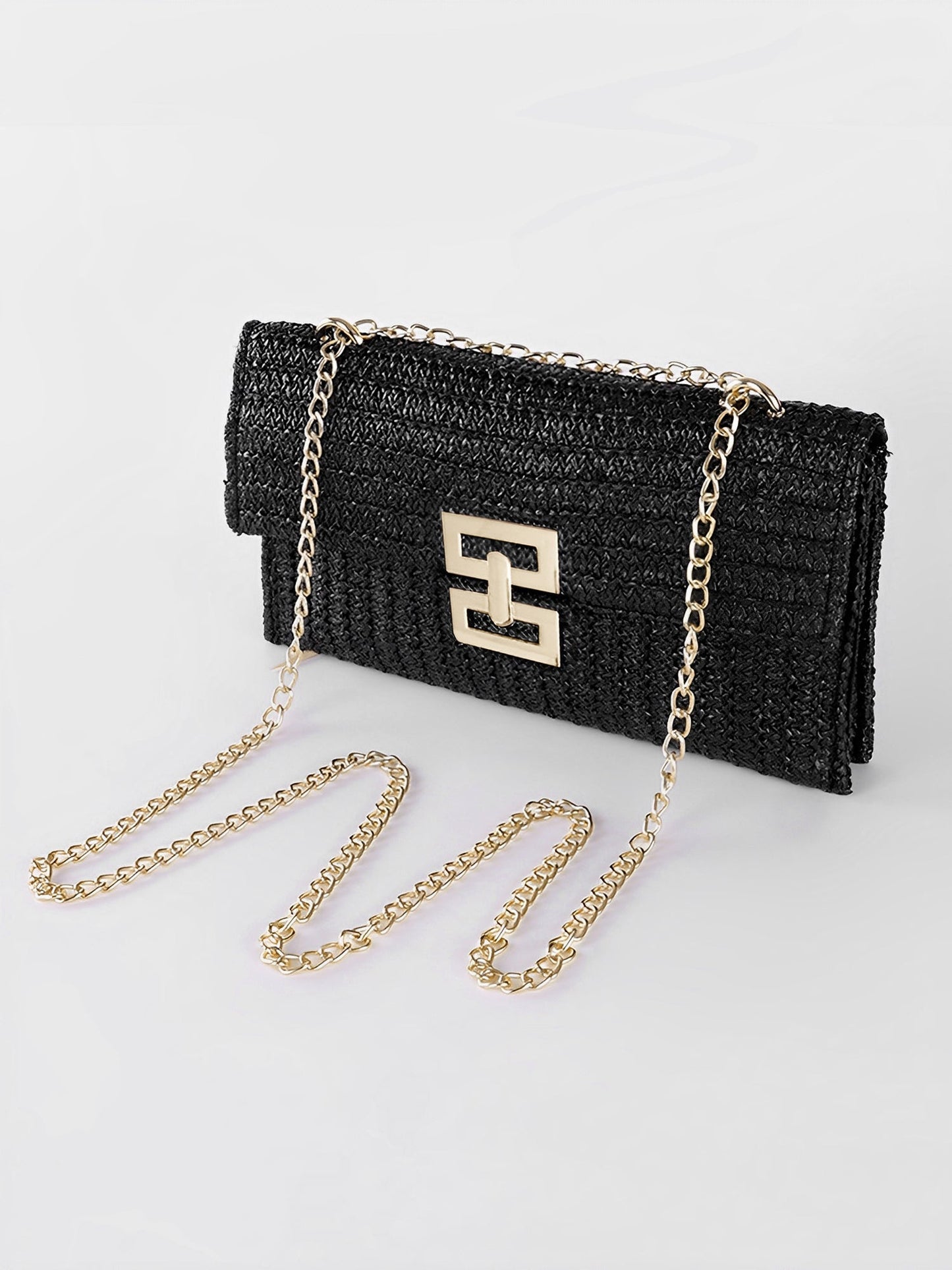 Sac Bandoulière Tressé Femme – Sac Élégant à Fermoir Doré