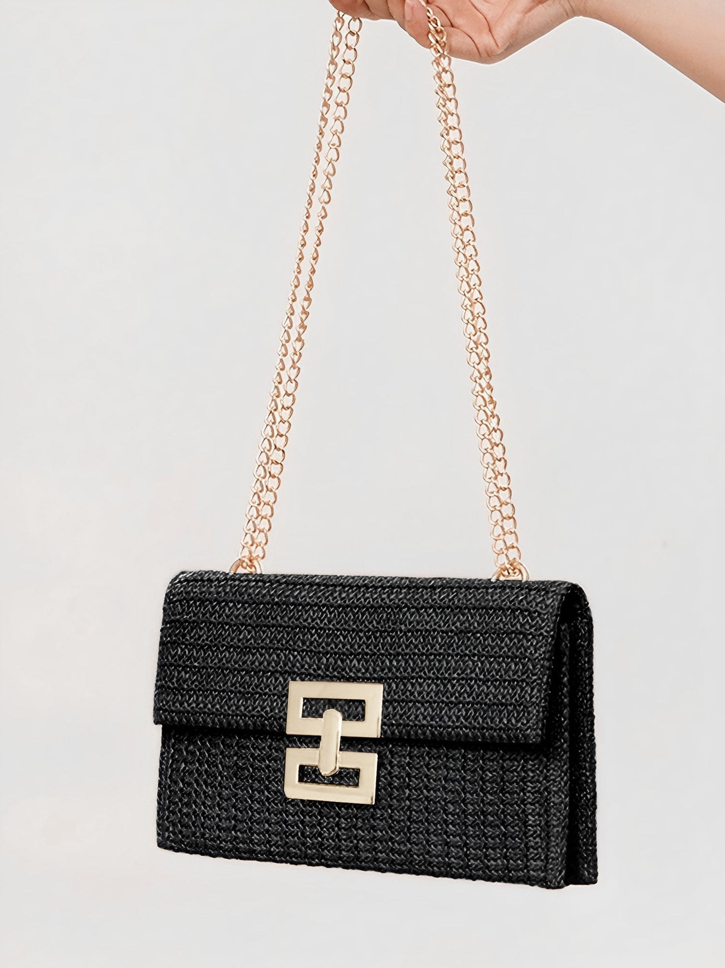 Sac Bandoulière Tressé Femme – Sac Élégant à Fermoir Doré