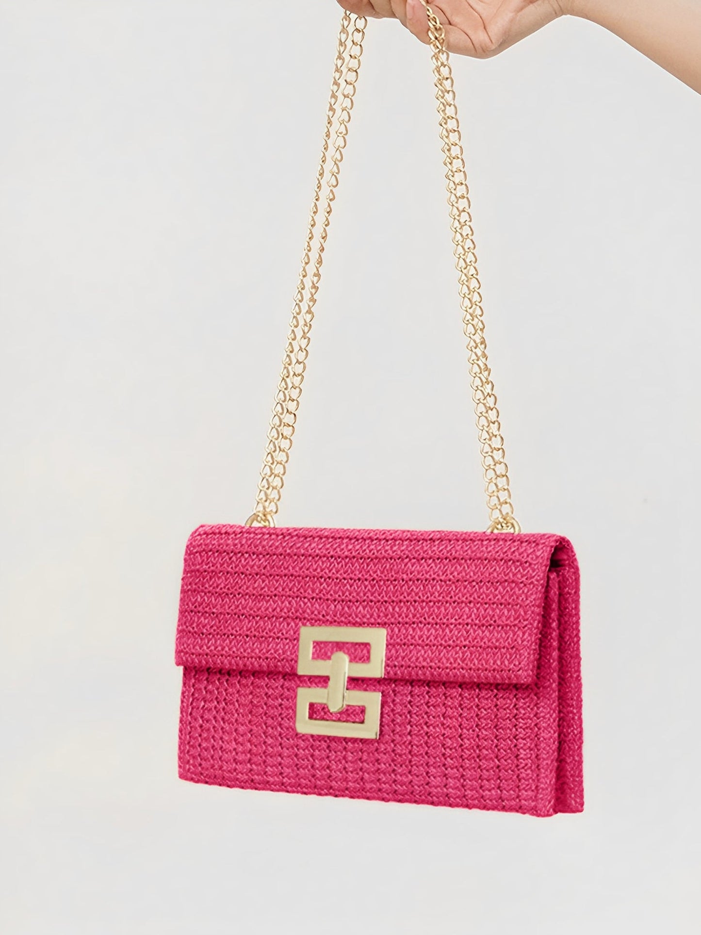 Sac Bandoulière Tressé Femme – Sac Élégant à Fermoir Doré