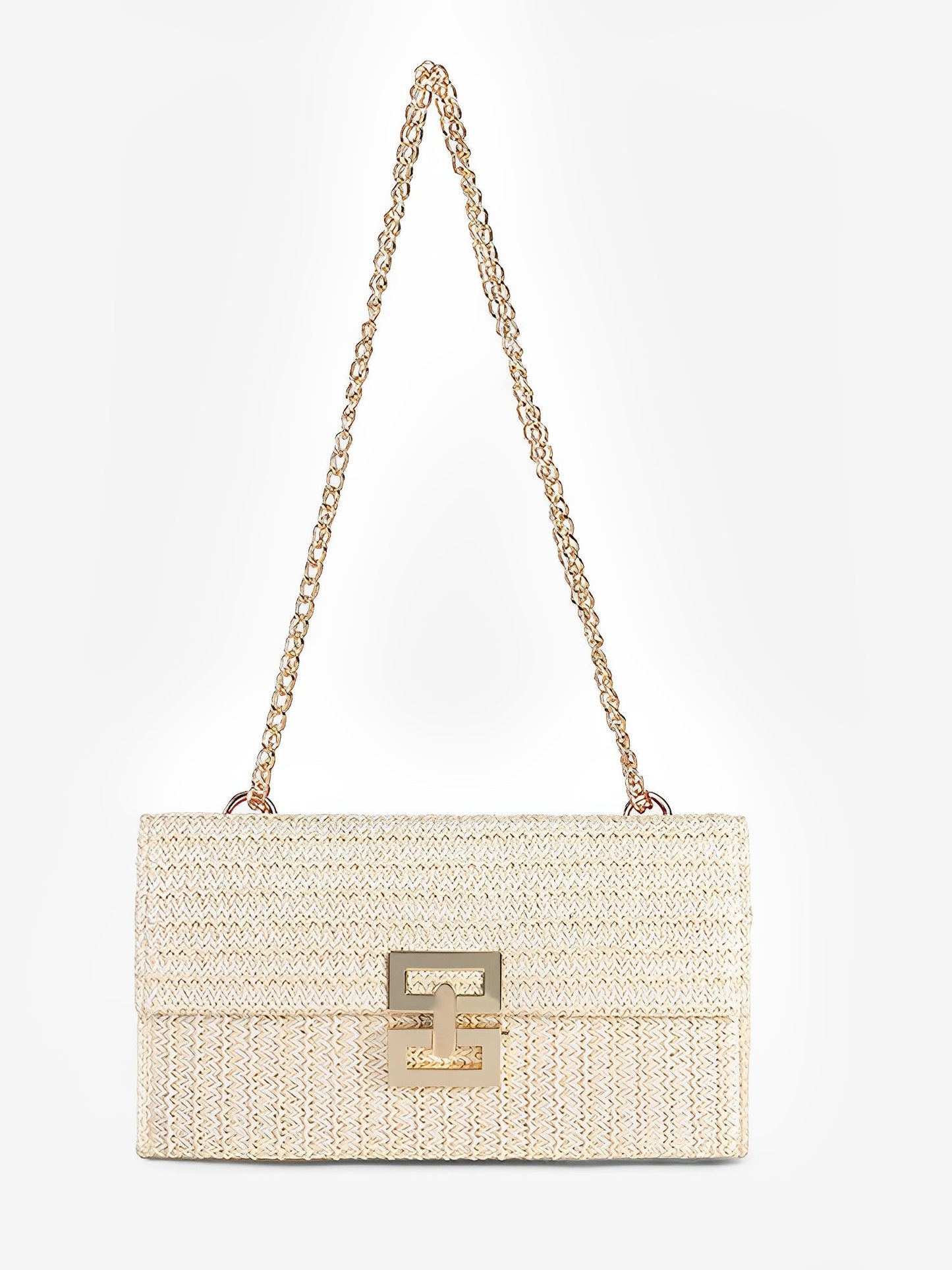 Sac Bandoulière Tressé Femme – Sac Élégant à Fermoir Doré