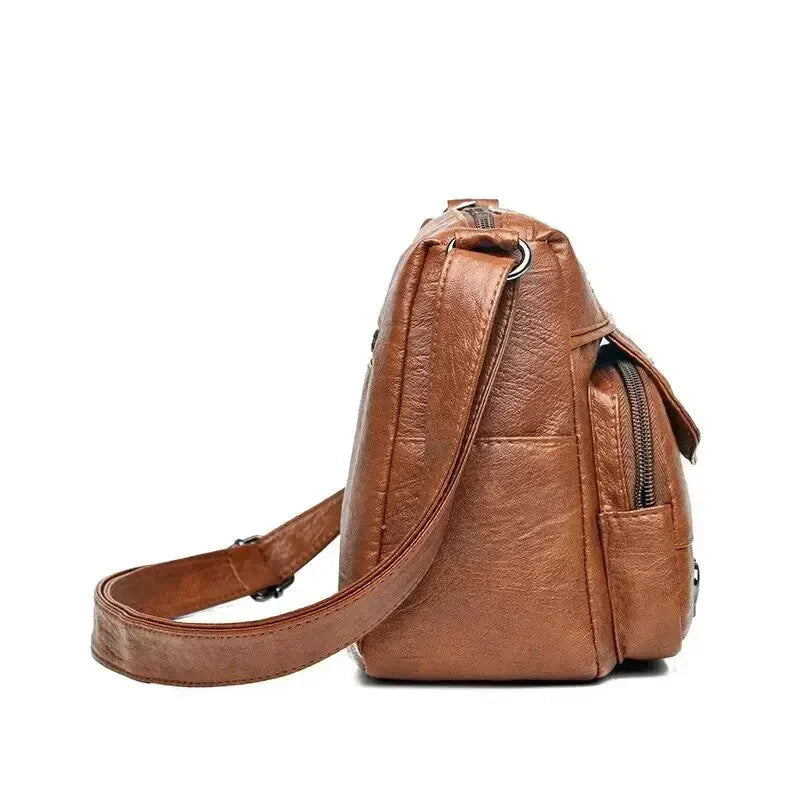 Sac Bandoulière Vintage Femme – Détails Cœur & Poches Zippées
